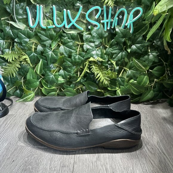 Olukai Mens Ni\'O Leather Slip-On Loafers Shoes Size 12  Black main image 5
